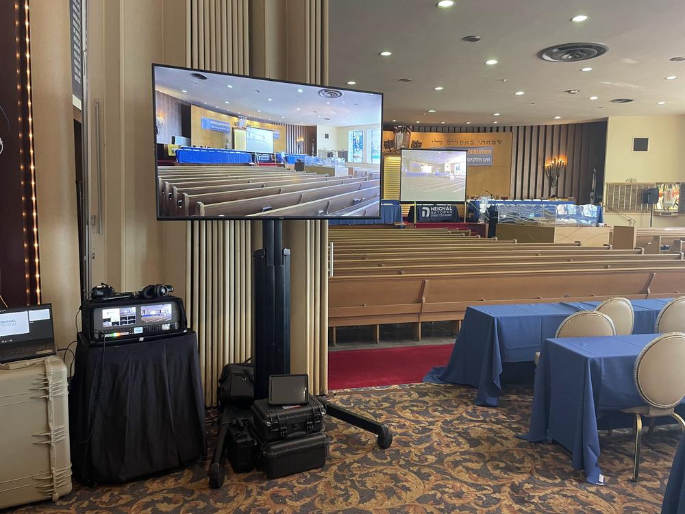 Professional audio mixing console setup at corporate reception event New Jersey